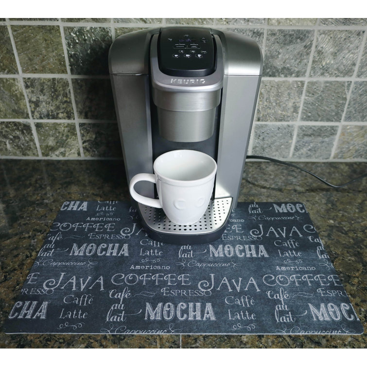 Coffee Maker Mat Protects and Decorates Countertops Absorbent Waterproof Machine Washable